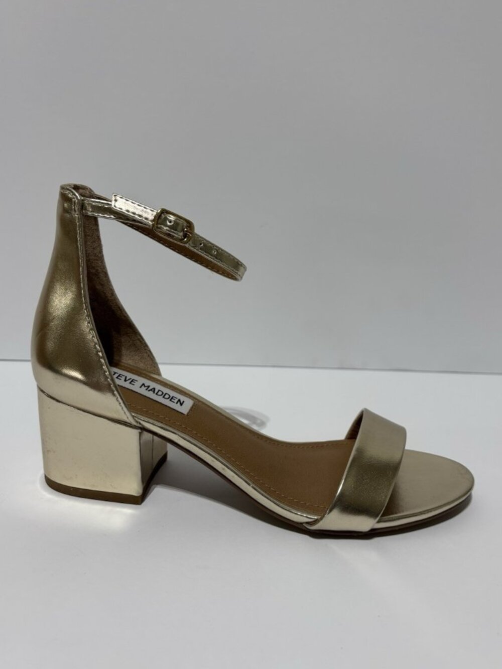 Steve Madden Women’s Irenee Gold Block Heel Sandals, Size 7 M